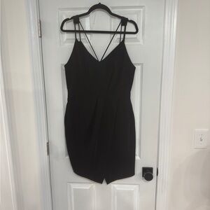 Adelyn Rae Black Spaghetti Strap Sheath Mini Dress